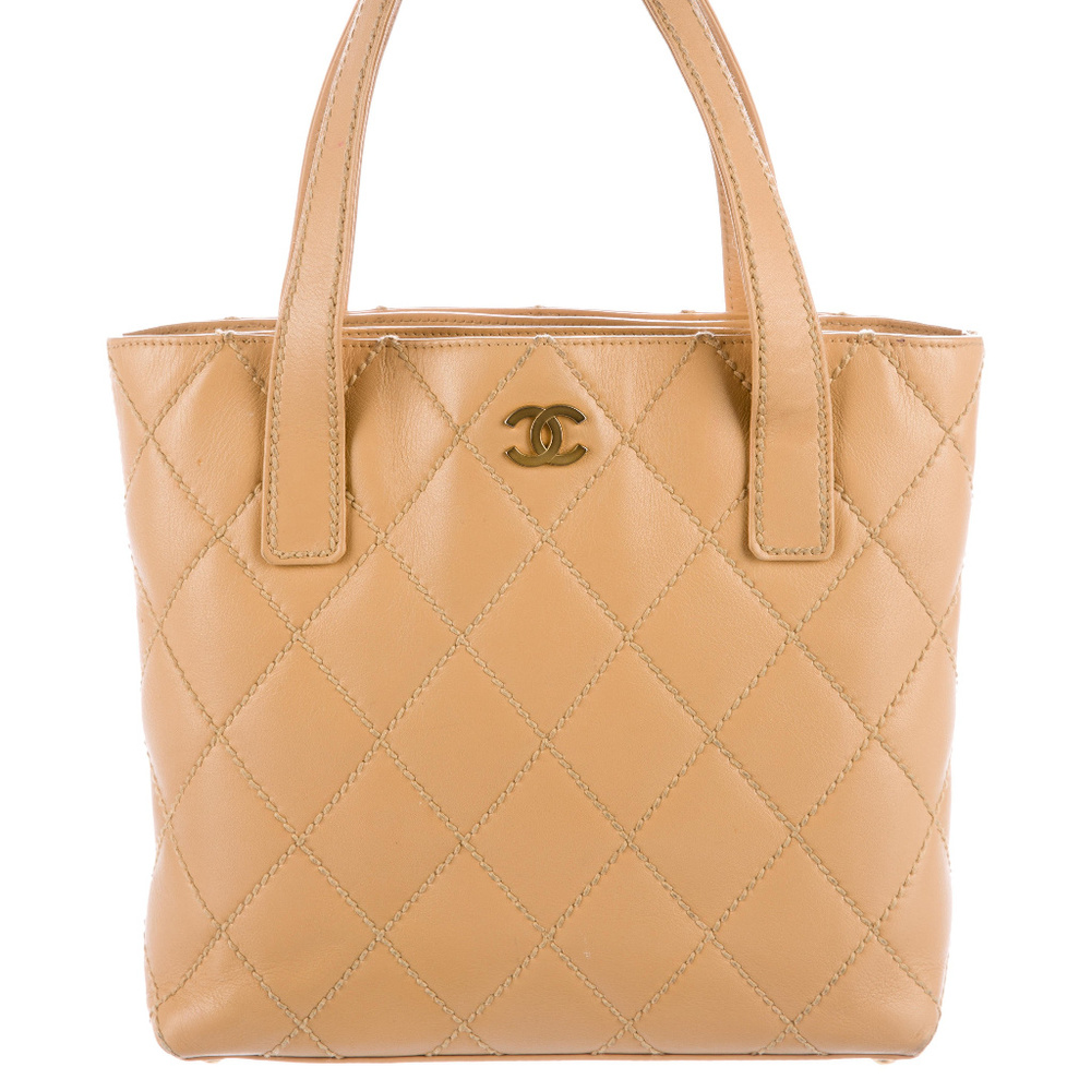 Chanel Surpique Tote - Camel Beige with Gold